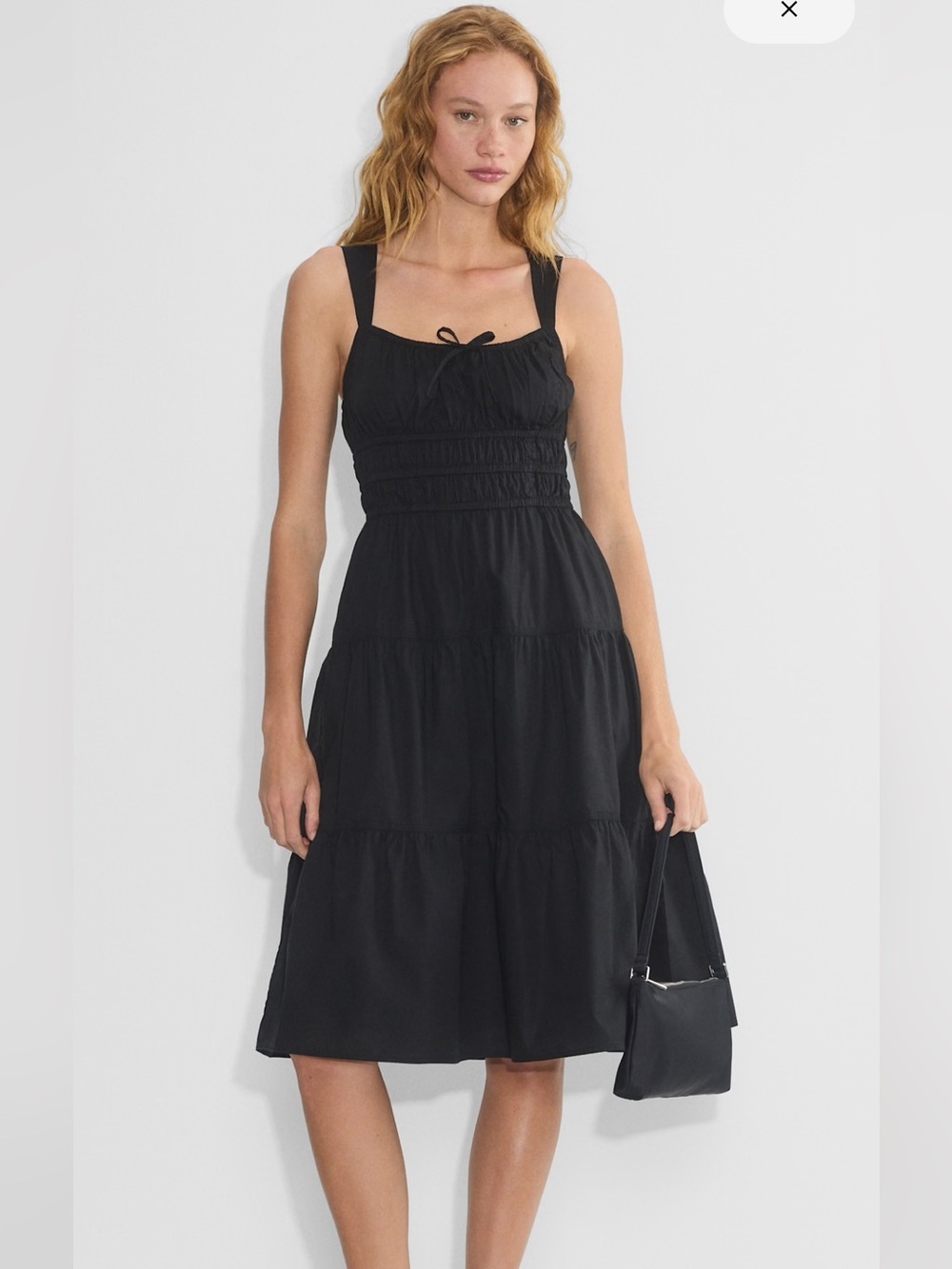 Aritzia Sunday Best Martine Poplin Midi Dress, Black, Size XL